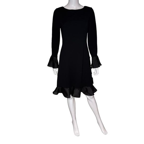 Adrianna Papell Women’s Crepe Combo Short Dress Black Sz 8 - Picture 2 of 10